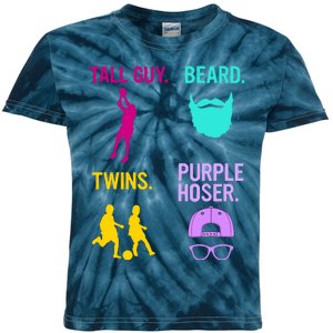 Perfect Present Tall Guy Beard Twins Purple Hoser Kids Tie-Dye T-Shirt