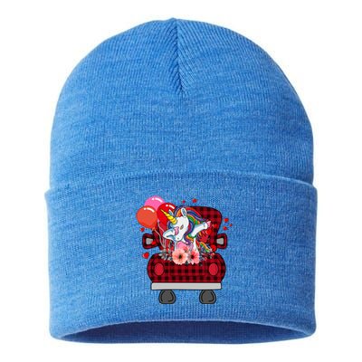 Ph Plaid Truck Unicorn Valentines Day Costume Gift Sustainable Knit Beanie