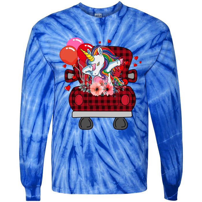 Ph Plaid Truck Unicorn Valentines Day Costume Gift Tie-Dye Long Sleeve Shirt