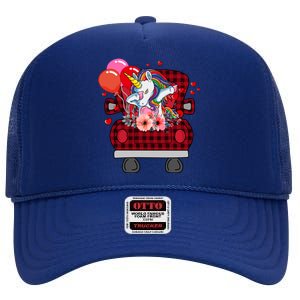 Ph Plaid Truck Unicorn Valentines Day Costume Gift High Crown Mesh Back Trucker Hat