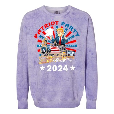 Patriot Party Trump 2024 1 Colorblast Crewneck Sweatshirt