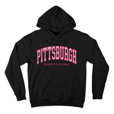 Pittsburgh Pink Text Retro Preppy Throwback Hoodie