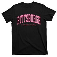 Pittsburgh Pink Text Retro Preppy Throwback T-Shirt