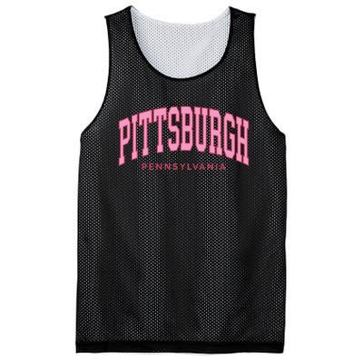 Pittsburgh Pink Text Retro Preppy Throwback Mesh Reversible Basketball Jersey Tank