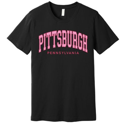 Pittsburgh Pink Text Retro Preppy Throwback Premium T-Shirt