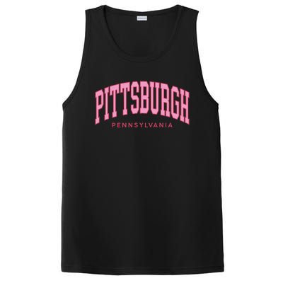 Pittsburgh Pink Text Retro Preppy Throwback PosiCharge Competitor Tank