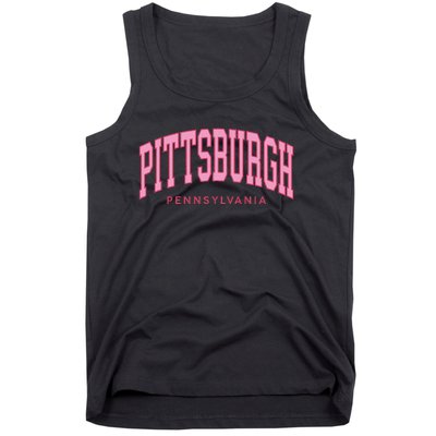 Pittsburgh Pink Text Retro Preppy Throwback Tank Top