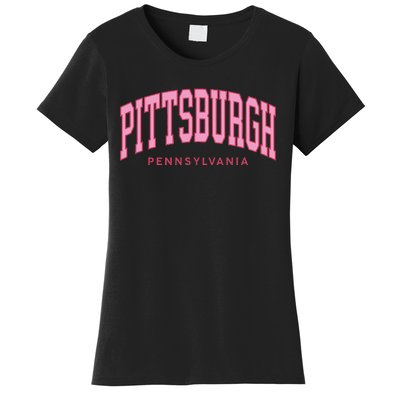 Pittsburgh Pink Text Retro Preppy Throwback Women's T-Shirt