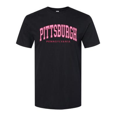 Pittsburgh Pink Text Retro Preppy Throwback Softstyle CVC T-Shirt