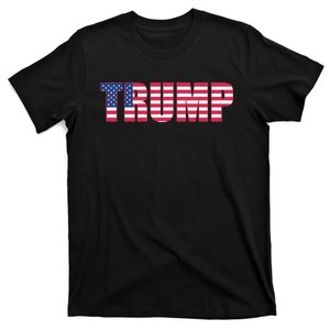 Patriotic President Trump Usa Flag Red White Blue Maga Font T-Shirt