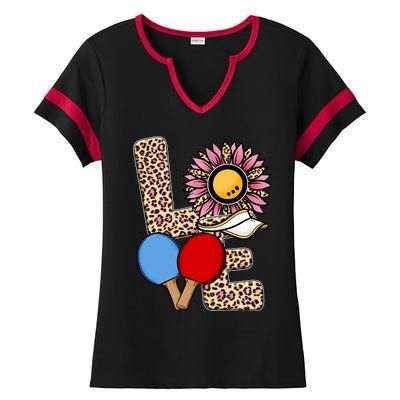 Ping Pong T Shirts Love Table Tennis Leopard Sunflower Graphic Plus Size Ladies Halftime Notch Neck Tee