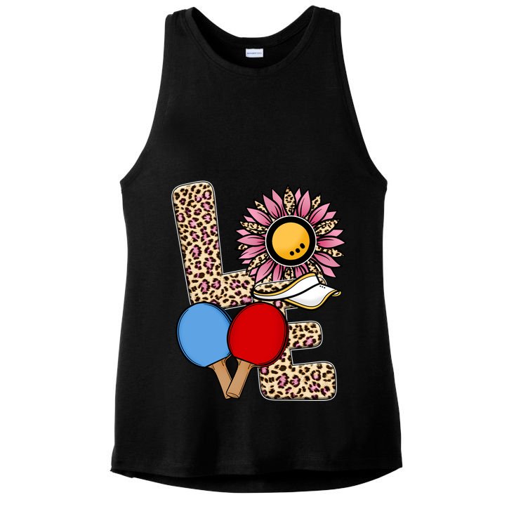 Ping Pong T Shirts Love Table Tennis Leopard Sunflower Graphic Plus Size Ladies PosiCharge Tri-Blend Wicking Tank