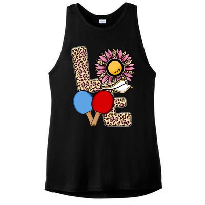 Ping Pong T Shirts Love Table Tennis Leopard Sunflower Graphic Plus Size Ladies PosiCharge Tri-Blend Wicking Tank