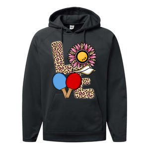 Ping Pong T Shirts Love Table Tennis Leopard Sunflower Graphic Plus Size Performance Fleece Hoodie