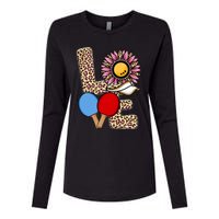 Ping Pong T Shirts Love Table Tennis Leopard Sunflower Graphic Plus Size Womens Cotton Relaxed Long Sleeve T-Shirt