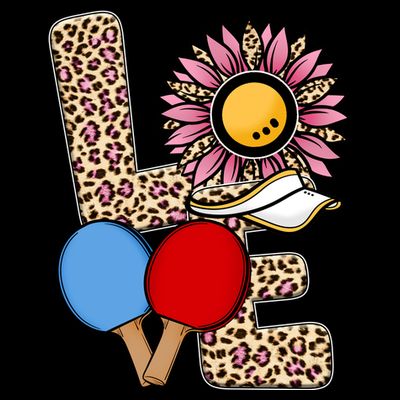 Ping Pong T Shirts Love Table Tennis Leopard Sunflower Graphic Plus Size T-Shirt