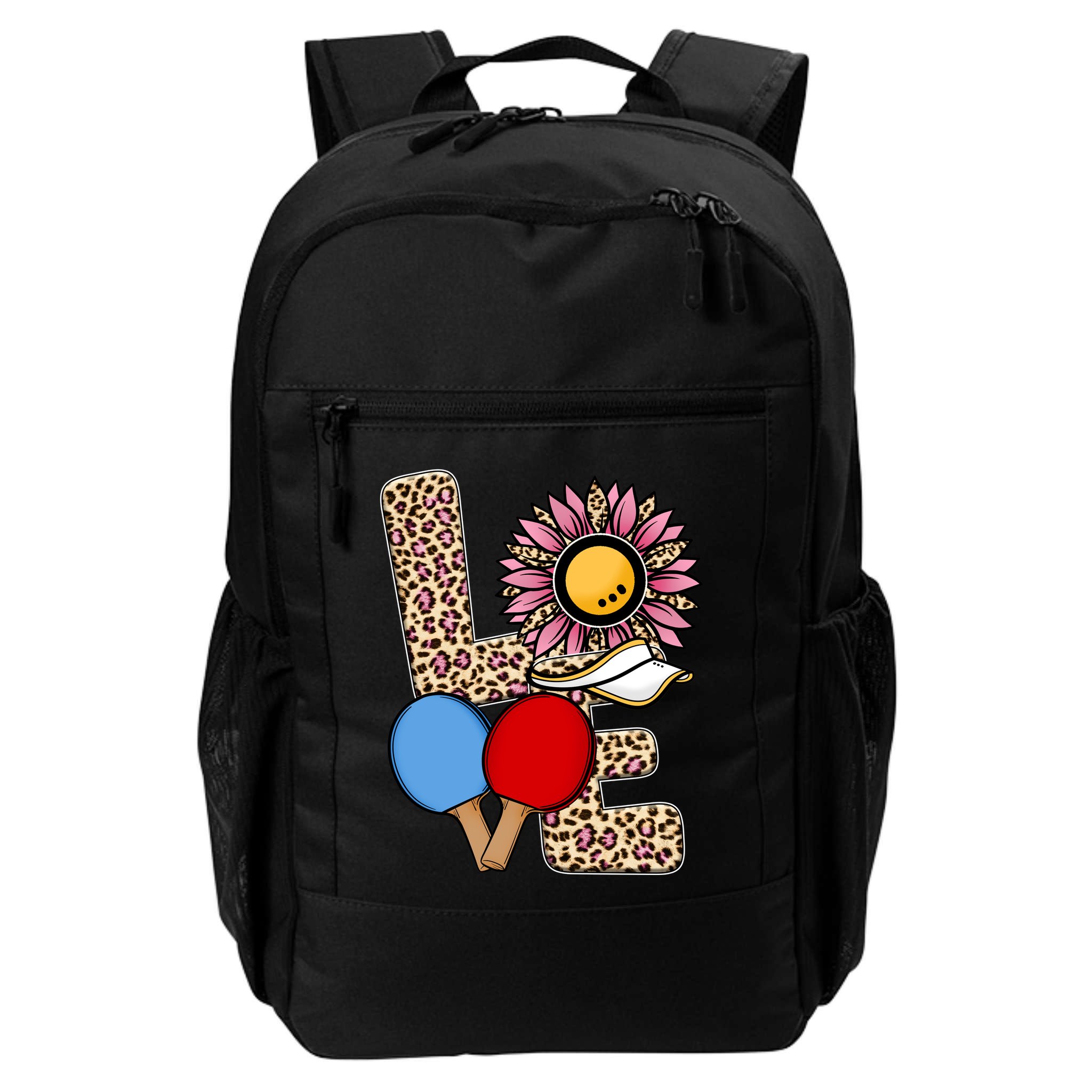 Ping Pong T Shirts Love Table Tennis Leopard Sunflower Graphic Plus Size Backpack