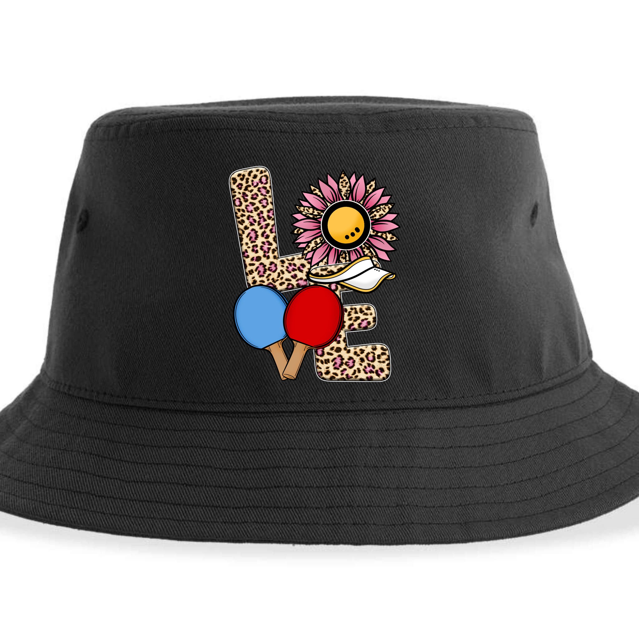 Ping Pong T Shirts Love Table Tennis Leopard Sunflower Graphic Plus Size Sustainable Bucket Hat