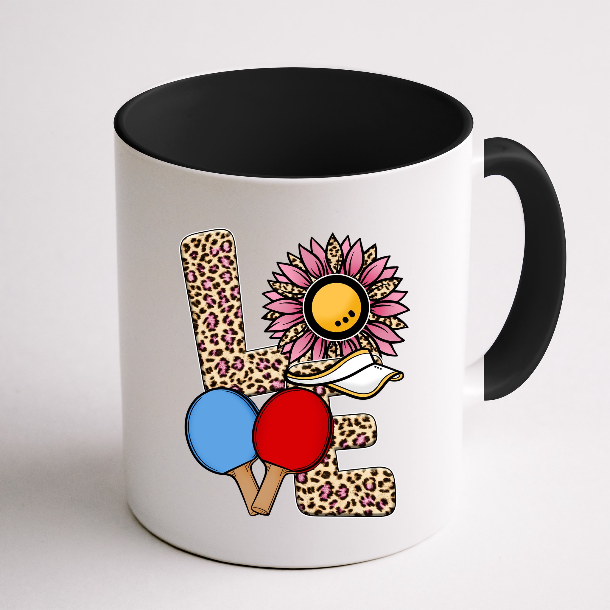 Ping Pong T Shirts Love Table Tennis Leopard Sunflower Graphic Plus Size Mug