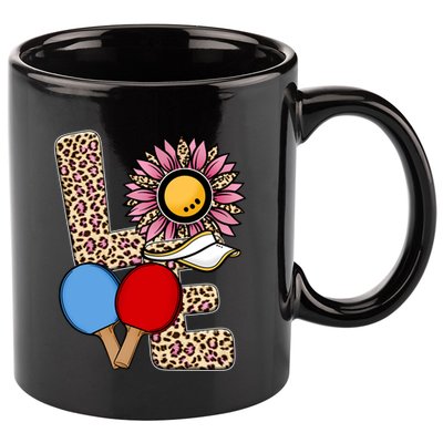 Ping Pong T Shirts Love Table Tennis Leopard Sunflower Graphic Plus Size 11oz C Handle Ceramic Mug