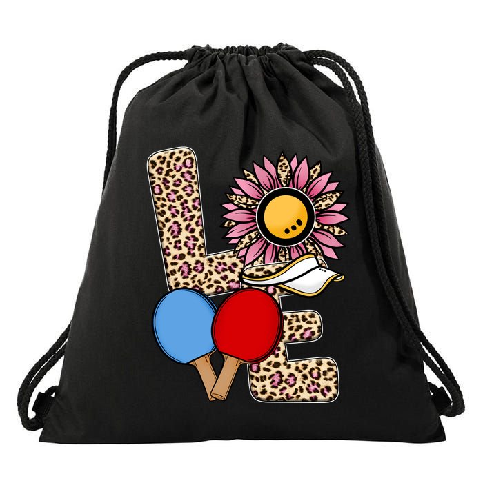 Ping Pong T Shirts Love Table Tennis Leopard Sunflower Graphic Plus Size Drawstring Bag