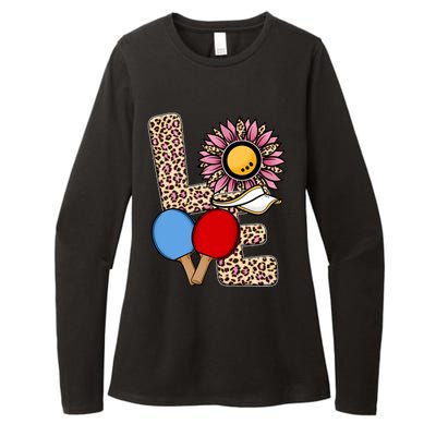 Ping Pong T Shirts Love Table Tennis Leopard Sunflower Graphic Plus Size Womens CVC Long Sleeve Shirt