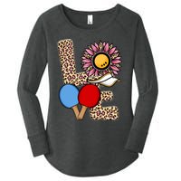 Ping Pong T Shirts Love Table Tennis Leopard Sunflower Graphic Plus Size Women's Perfect Tri Tunic Long Sleeve Shirt