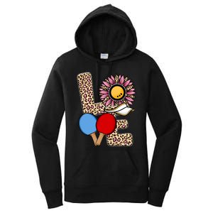 Ping Pong T Shirts Love Table Tennis Leopard Sunflower Graphic Plus Size Women's Pullover Hoodie