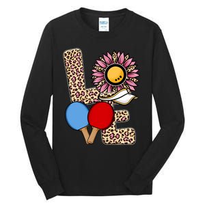 Ping Pong T Shirts Love Table Tennis Leopard Sunflower Graphic Plus Size Tall Long Sleeve T-Shirt