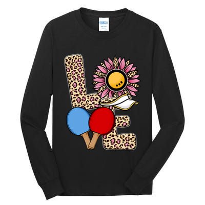 Ping Pong T Shirts Love Table Tennis Leopard Sunflower Graphic Plus Size Tall Long Sleeve T-Shirt