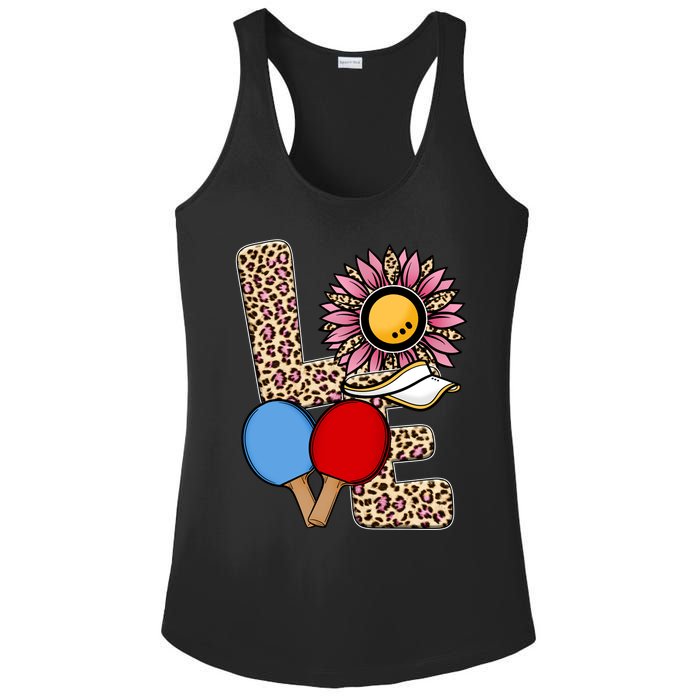 Ping Pong T Shirts Love Table Tennis Leopard Sunflower Graphic Plus Size Ladies PosiCharge Competitor Racerback Tank