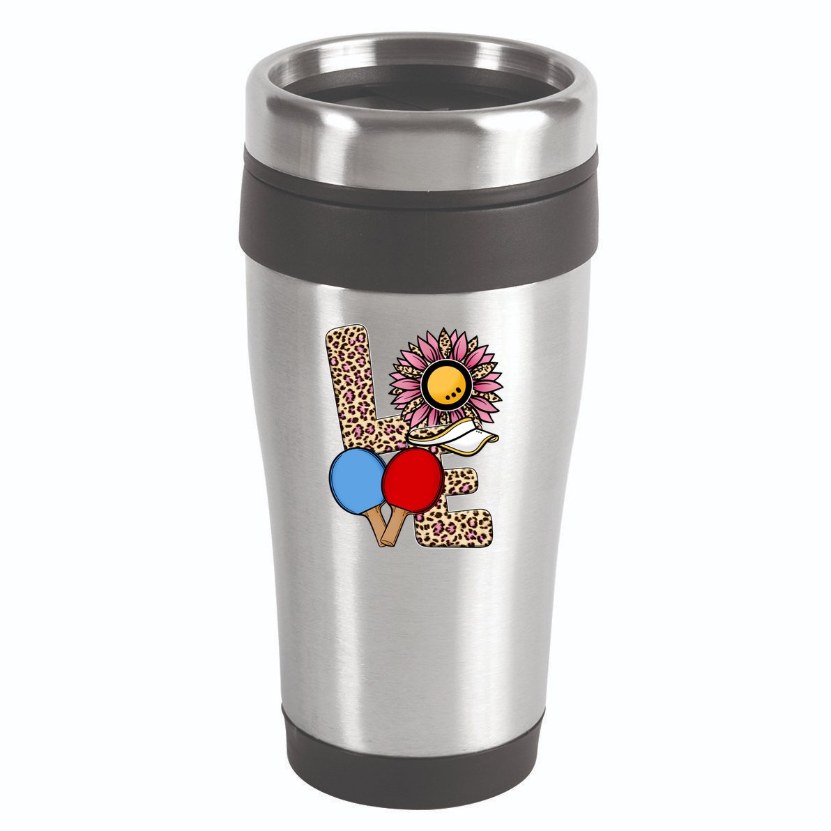 Ping Pong T Shirts Love Table Tennis Leopard Sunflower Graphic Plus Size 16oz Travel Tumbler