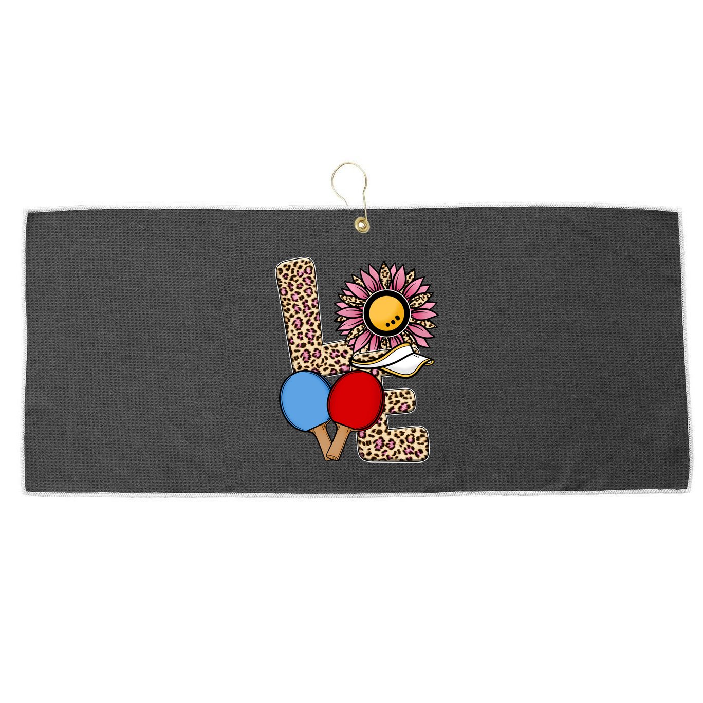 Ping Pong T Shirts Love Table Tennis Leopard Sunflower Graphic Plus Size Large Microfiber Waffle Golf Towel