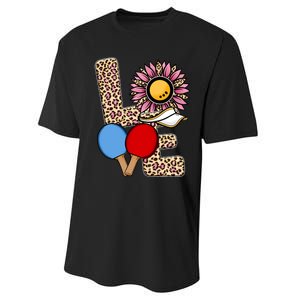 Ping Pong T Shirts Love Table Tennis Leopard Sunflower Graphic Plus Size Performance Sprint T-Shirt