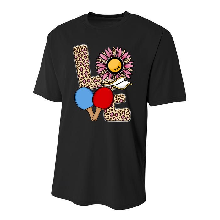 Ping Pong T Shirts Love Table Tennis Leopard Sunflower Graphic Plus Size Youth Performance Sprint T-Shirt