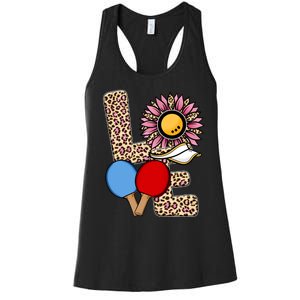 Ping Pong T Shirts Love Table Tennis Leopard Sunflower Graphic Plus Size Women's Racerback Tank