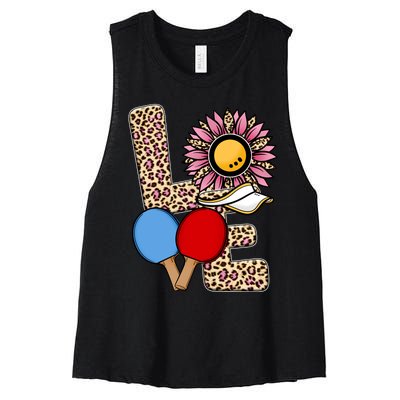 Ping Pong T Shirts Love Table Tennis Leopard Sunflower Graphic Plus Size Women's Racerback Cropped Tank