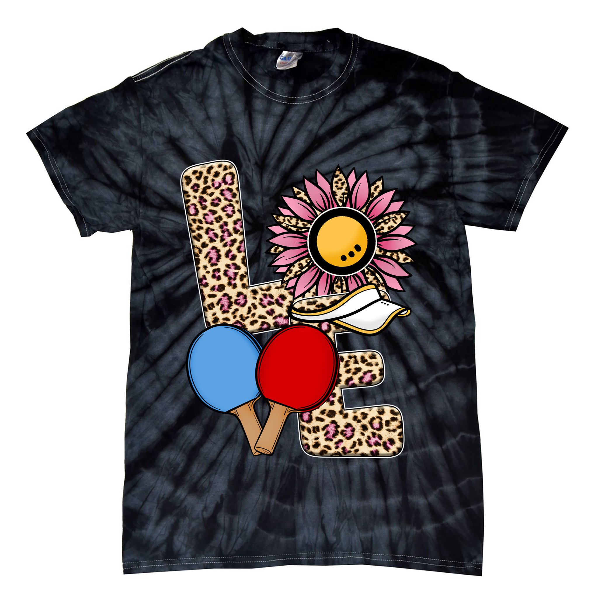 Ping Pong T Shirts Love Table Tennis Leopard Sunflower Graphic Plus Size Tie-Dye T-Shirt