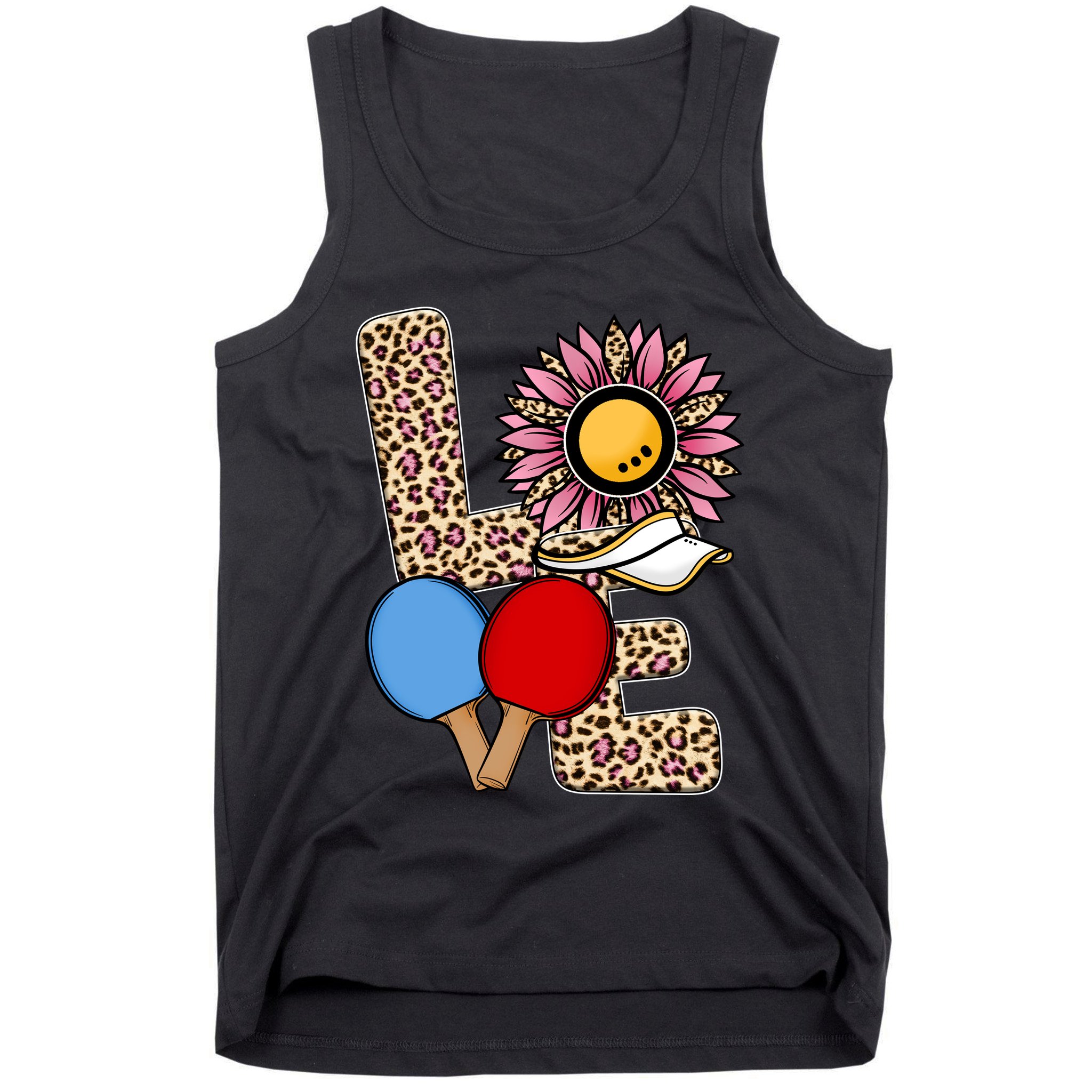 Ping Pong T Shirts Love Table Tennis Leopard Sunflower Graphic Plus Size Tank Top