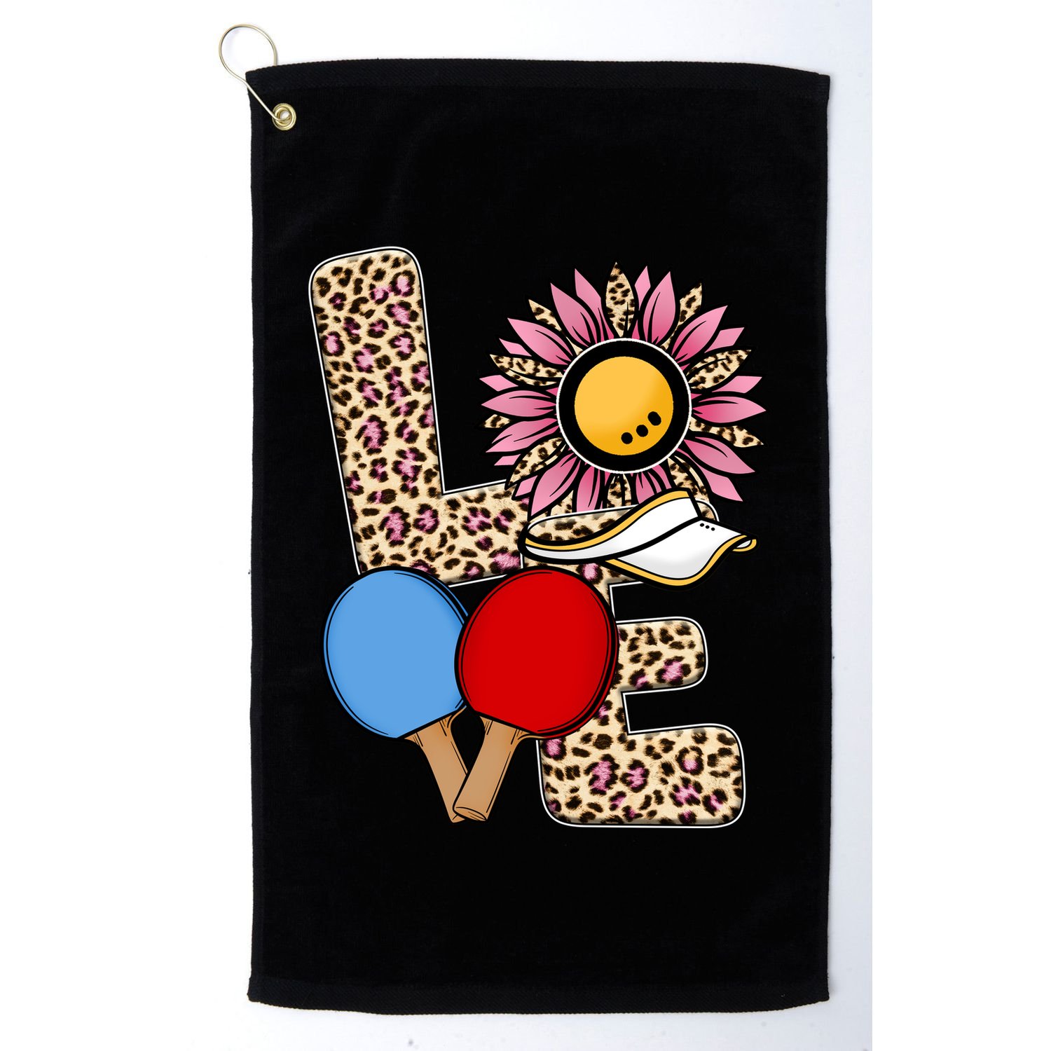 Ping Pong T Shirts Love Table Tennis Leopard Sunflower Graphic Plus Size Golf Towel