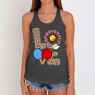 Ping Pong T Shirts Love Table Tennis Leopard Sunflower Graphic Plus Size Women's Knotted Racerback Tank