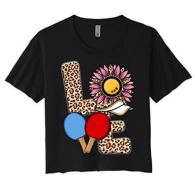 Ping Pong T Shirts Love Table Tennis Leopard Sunflower Graphic Plus Size Women's Crop Top Tee