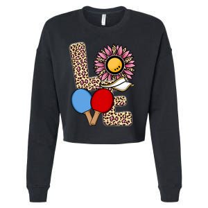 Ping Pong T Shirts Love Table Tennis Leopard Sunflower Graphic Plus Size Cropped Pullover Crew