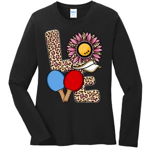 Ping Pong T Shirts Love Table Tennis Leopard Sunflower Graphic Plus Size Ladies Long Sleeve Shirt