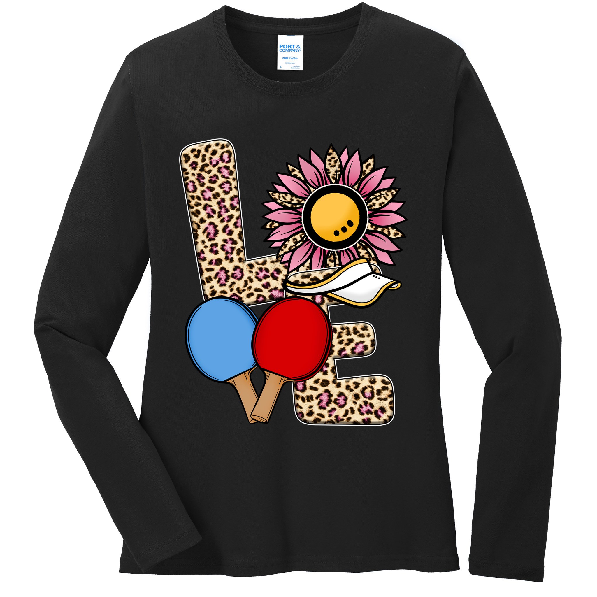 Ping Pong T Shirts Love Table Tennis Leopard Sunflower Graphic Plus Size Ladies Long Sleeve Shirt