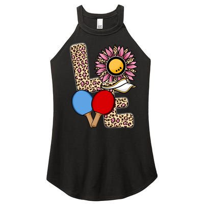 Ping Pong T Shirts Love Table Tennis Leopard Sunflower Graphic Plus Size Women's Perfect Tri Rocker Tank