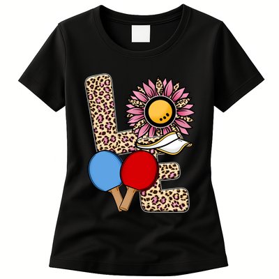 Ping Pong T Shirts Love Table Tennis Leopard Sunflower Graphic Plus Size Womens T-Shirt