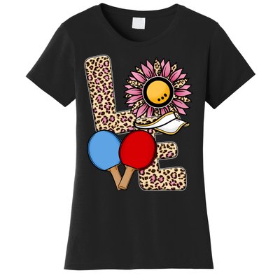 Ping Pong T Shirts Love Table Tennis Leopard Sunflower Graphic Plus Size Women's T-Shirt