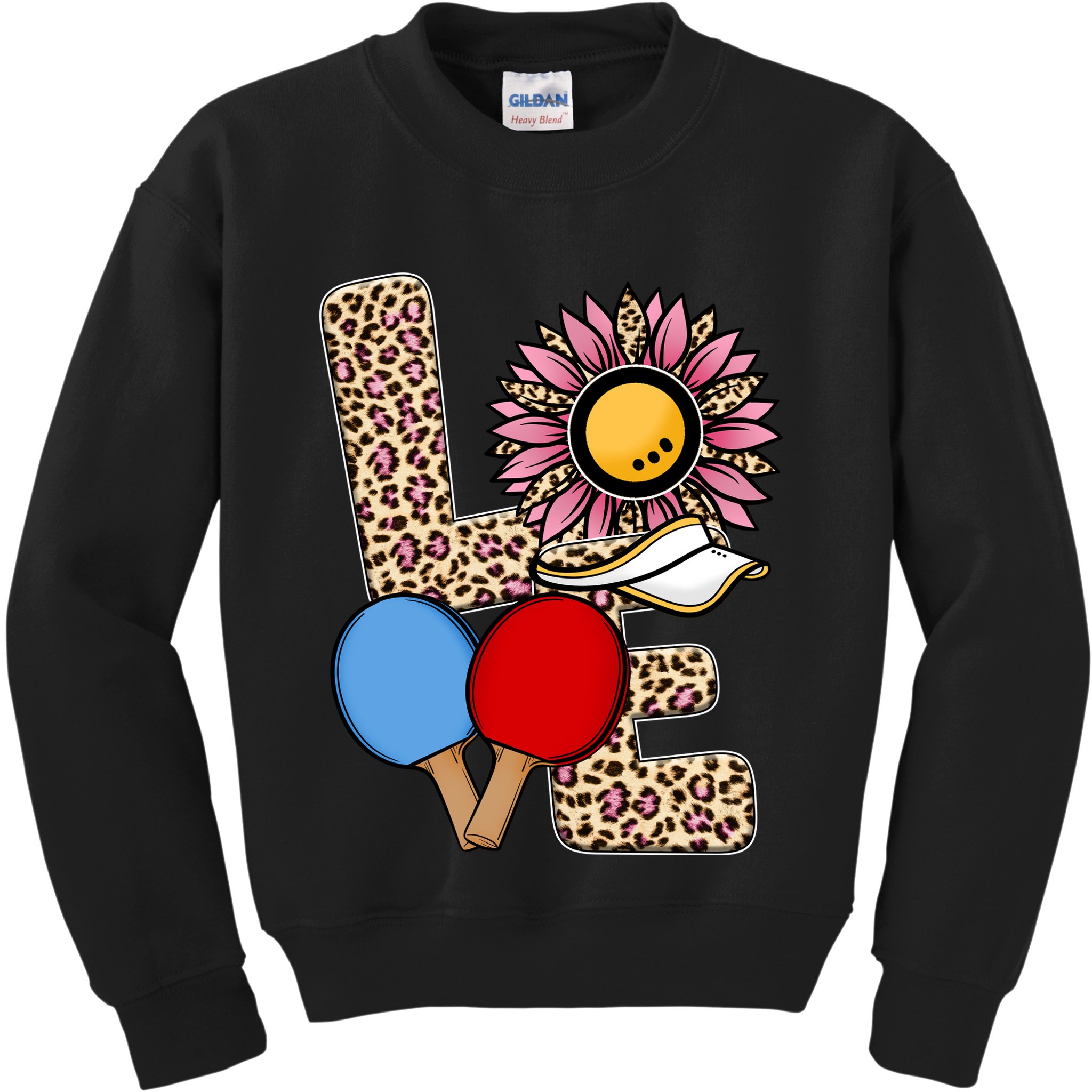 Ping Pong T Shirts Love Table Tennis Leopard Sunflower Graphic Plus Size Kids Sweatshirt