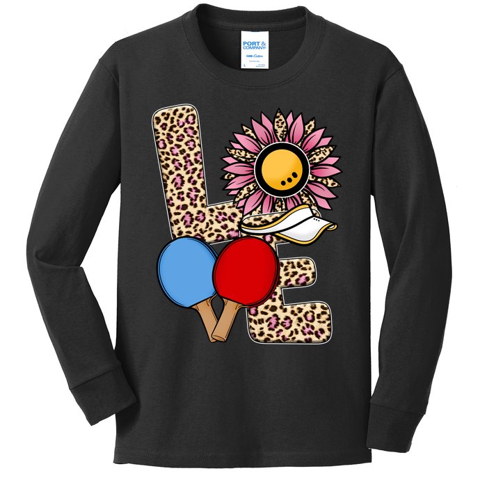 Ping Pong T Shirts Love Table Tennis Leopard Sunflower Graphic Plus Size Kids Long Sleeve Shirt